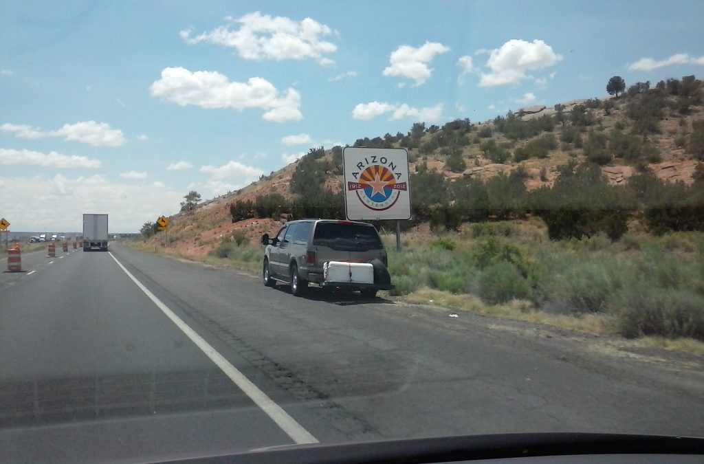 Arizona Centennial Sign on I-40, US Route 66